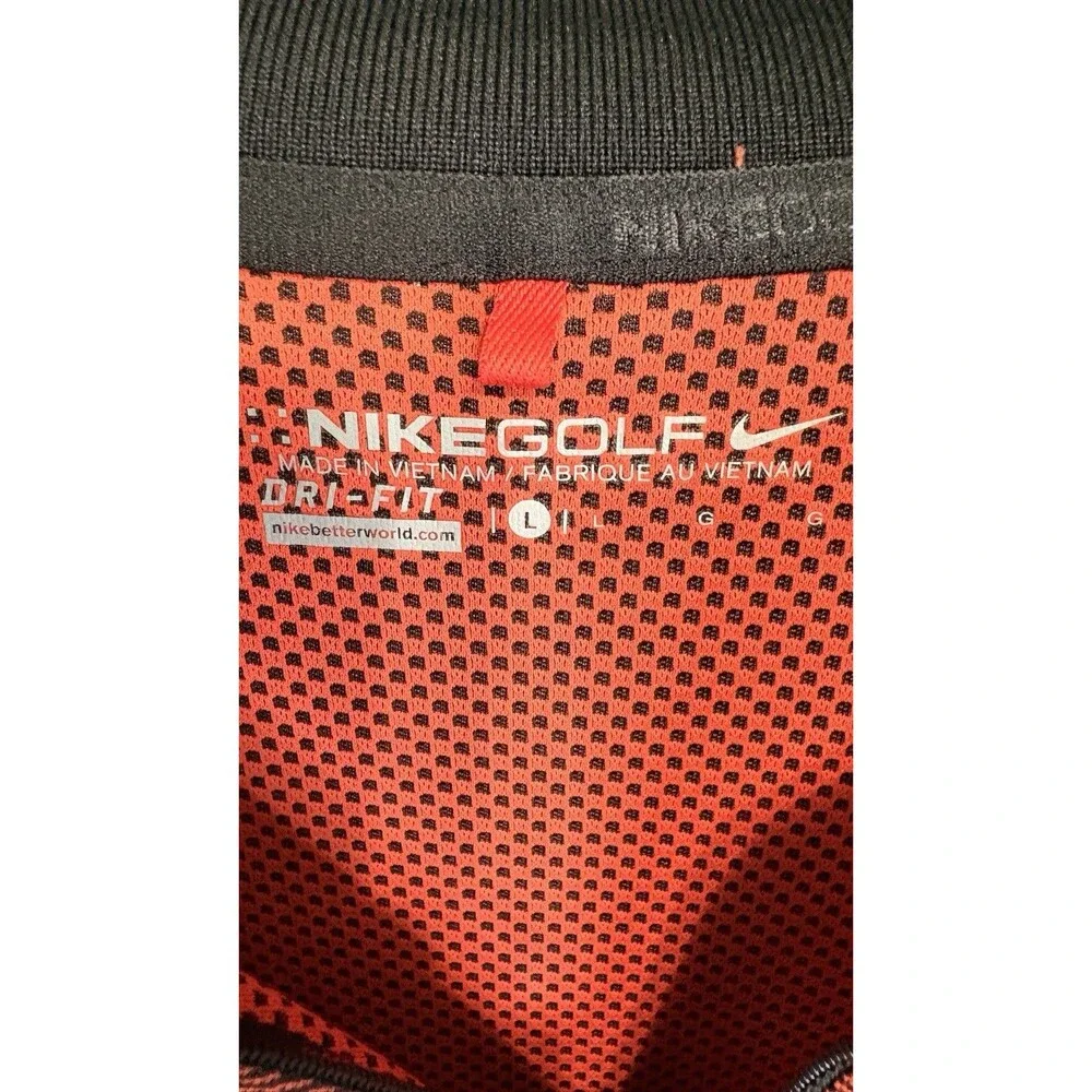 Nike Golf Dri-Fit Men's Large 1/4 Zip Long Sleeve Pullover Shirt Orange/Black